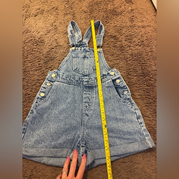 2 FOR $20 SHEIN Distressed Denim Short Overalls Bibs Acid Wash Stretch 2 - Picture 3 of 8